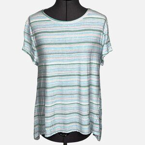 Orvis Women's Short-Sleeve Striped Top T-Shirt Asymmetrical Hem Size S